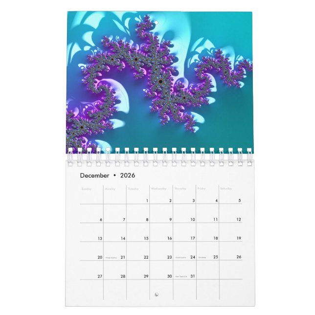 Calendário Mandelbrot fractal (Dez 2026)