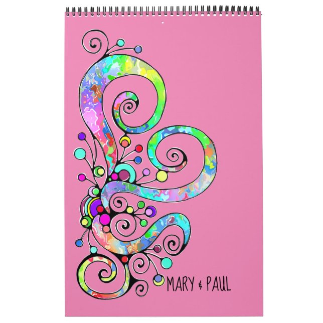Calendário Mão Cardíaca Espiral Pintada Design 1 (Capa)