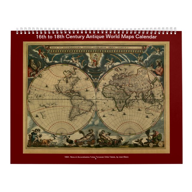 Calendário Mapas do Mundo Antiquado - Século XVI a Século XVI (Capa)