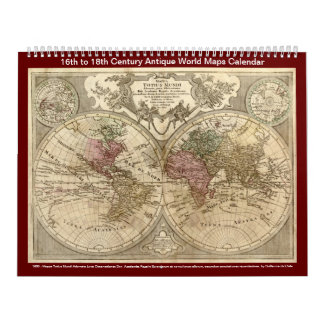Calendário Mapas do Mundo Antiquado - Século XVI a Século XVI