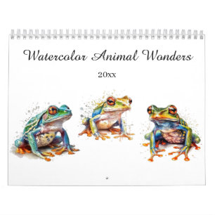 Calendário Maravilhas de Animais em Aquarela, personalizado
