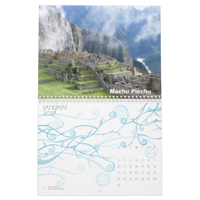 Calendário Maravilhas do mundo (Jan 2027)