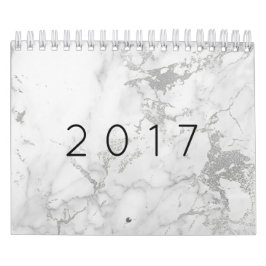Calendário Marble White Cinza Silver Dourado Rosa