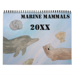 Calendário Marinhos Do Oceano De Aquarelas