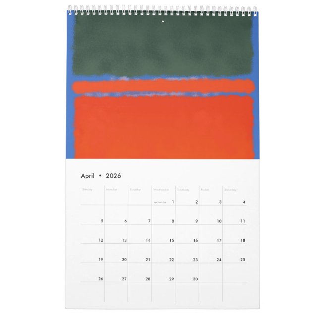 Calendário Mark Rothko art no estilo digital (Abr 2026)