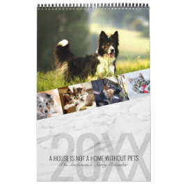 Calendário Mármore Branco Moderno - Foto de Pet Personalizada