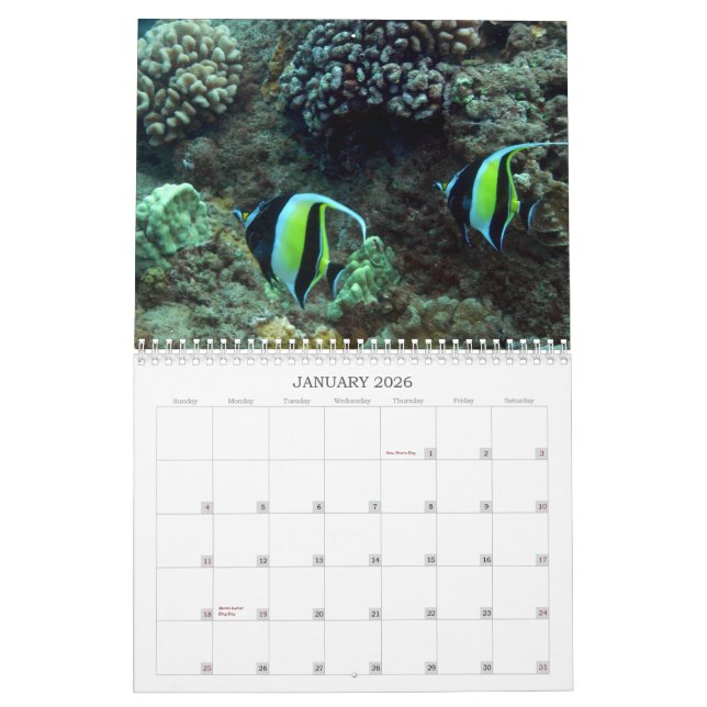 Calendário Maui subaquático (Jan 2026)