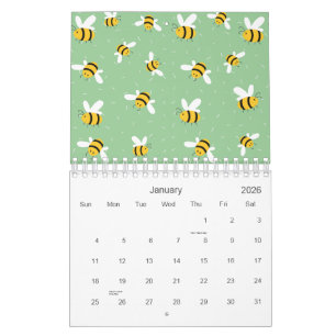 Calendário Mel Bumble Bee Green Standard 2026