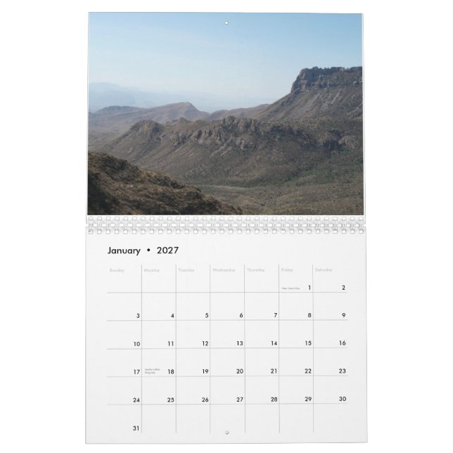 Calendário Memórias da Texas-Fotografia (Jan 2027)