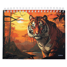 calendário mensal da parede do tigre 2025