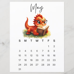 Calendário Mensal Doce Fantasia Do Bebê Dragão De
