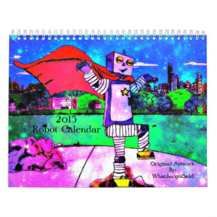 Calendário mensal dos robôs 2015 cómicos do estilo