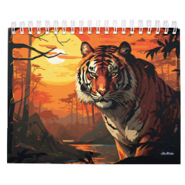 calendário mensal na parede do tigre 2026