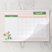 Calendário Mensal Personalizado Floral de Rosas de