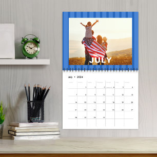 Calendário Meses de Foto Simples Colorido Listras Caprichosas