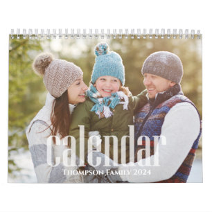 Calendário Meses de Foto Simples Estilo de Tipografia Minimal