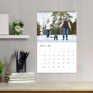 Calendário Meses de Foto Simples Tipografia Minimalista Legal