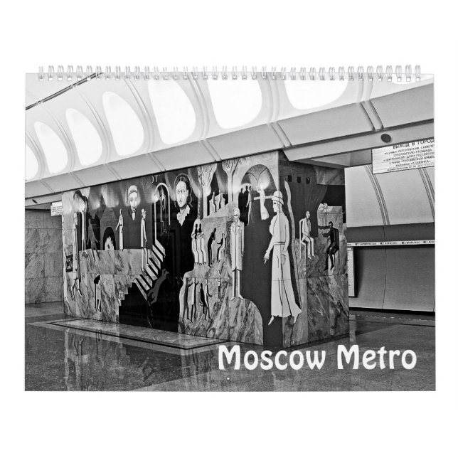 Calendário Metro de Moscou de 12 meses a preto e branco (Capa)