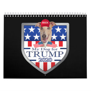 Calendário Meu Cão Trump 2020 Greyhound Vestindo óculos