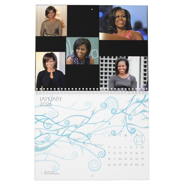 CALENDÁRIO MICHELLE OBAMA, PRIMEIRA SENHORA AMERICANA (Jan 2026)