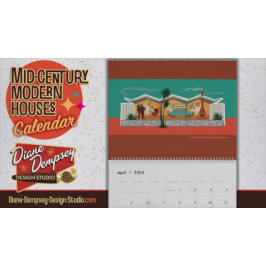 Calendário Mid-Century Modern Houses Calendar - Large