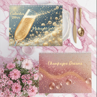 Calendário Midnight Gold Champagne Dreams Funky Quotes Modern
