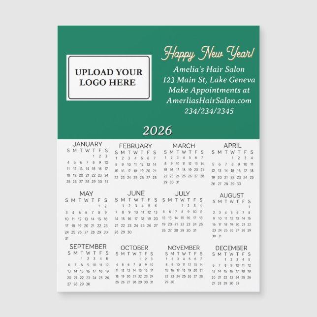 Calendário Miniatura de Logotipo Empresarial 2026 (Frente)