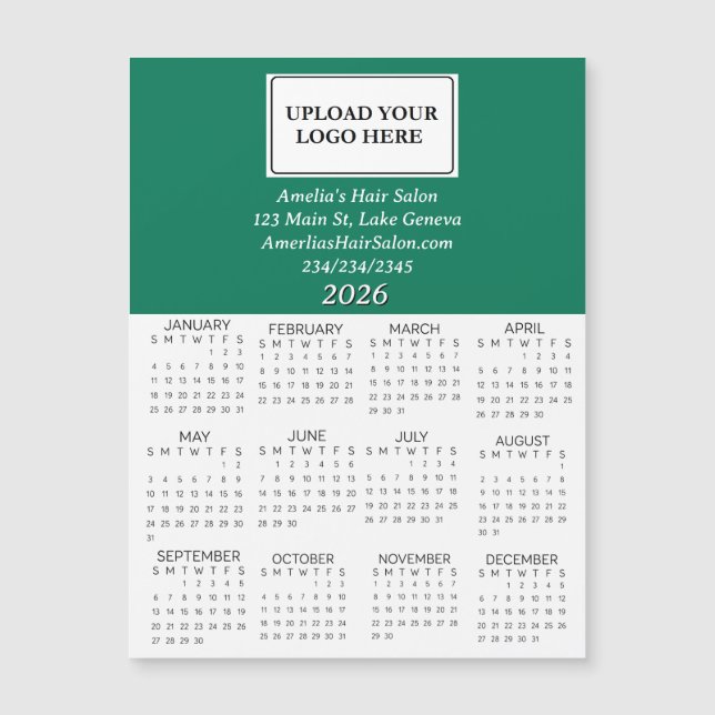 Calendário Miniatura de Logotipo Empresarial 2026 (Frente)