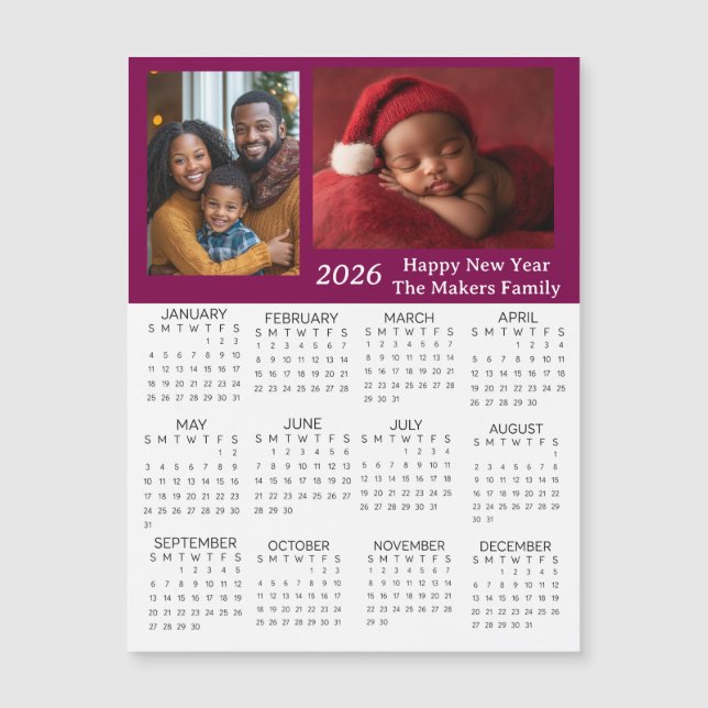 Calendário Miniatura Personalizado de 2026 (Frente)