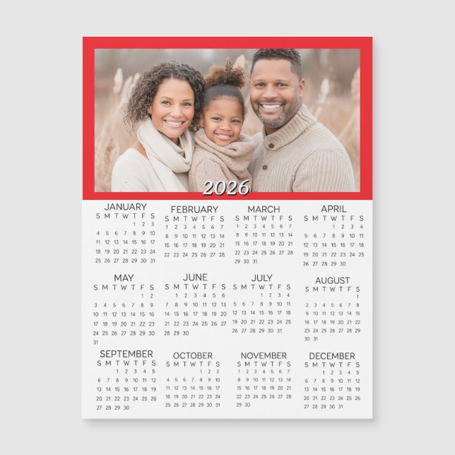 Calendário Miniatura Personalizado de 2026 com Fot (Frente)