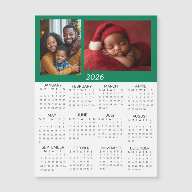 Calendário Miniatura Personalizado de 2026 com Fot (Frente)