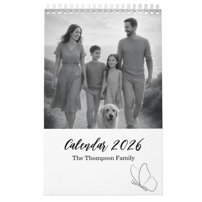 Calendário Minimal Grey and White Family Moments 14-Photo (Capa)