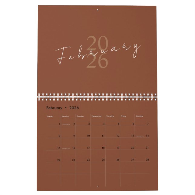 Calendário Minimalist Clean Design (Fev 2026)