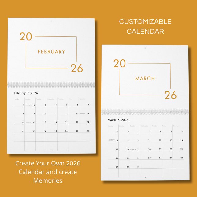Calendário Minimalist Modern Elegant 2026 Calendar (Criador carregado)