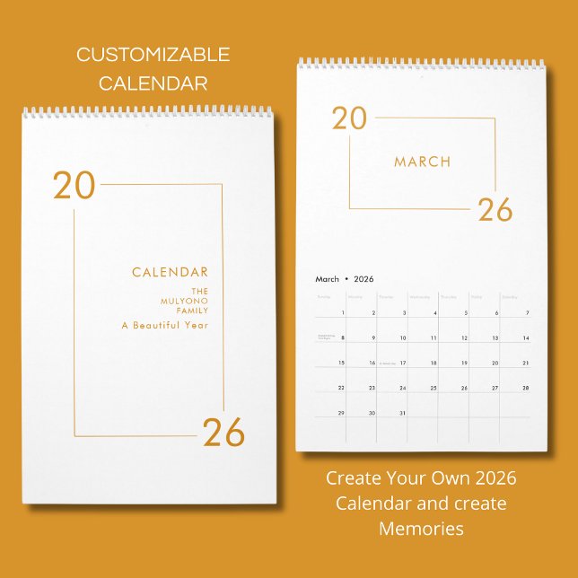 Calendário Minimalist Modern Elegant 2026 Calendar (Criador carregado)