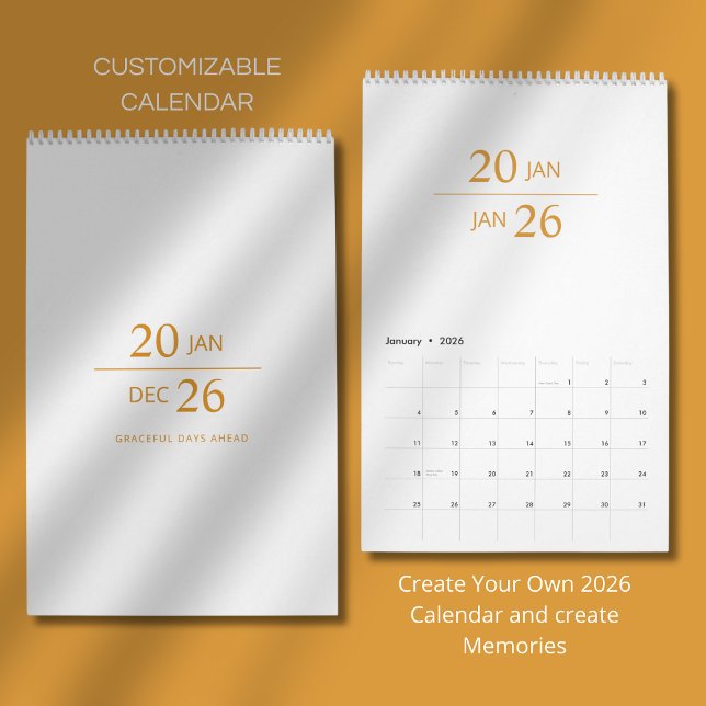 Calendário Minimalist Modern Elegant 2026 Calendar (Criador carregado)
