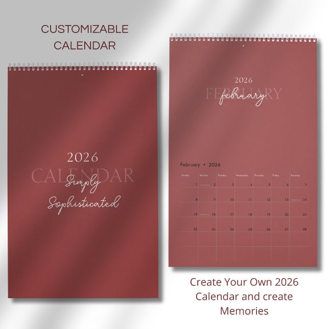 Calendário Minimalist Modern Elegant 2026 Calendar (Criador carregado)