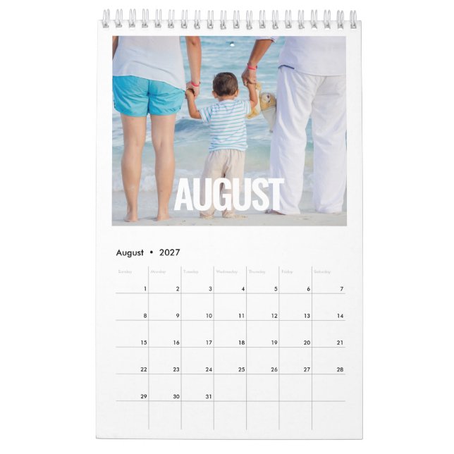 Calendário Minimalist modern script 2023 family photo (Ago 2027)