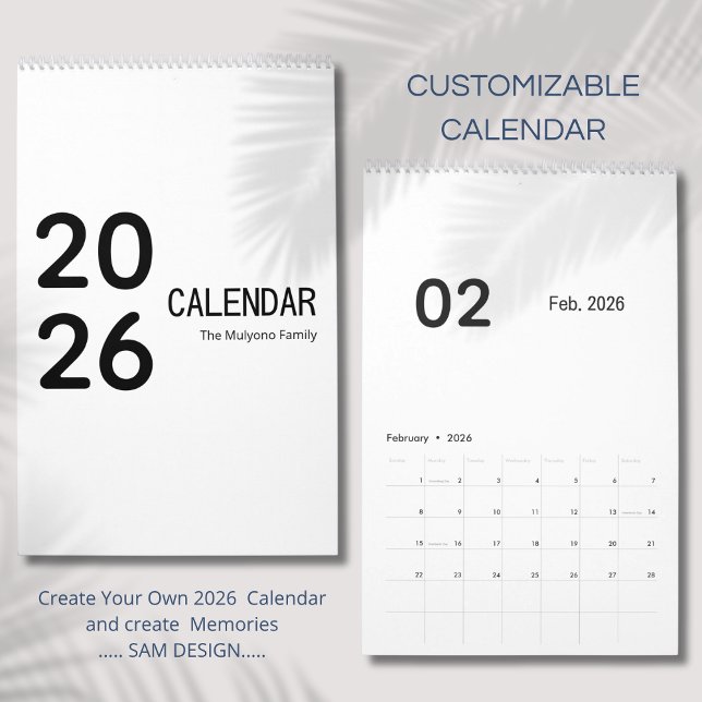 Calendário Minimalista Elegante 2026 (Criador carregado)