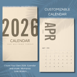 Calendário Minimalista Elegante 2026