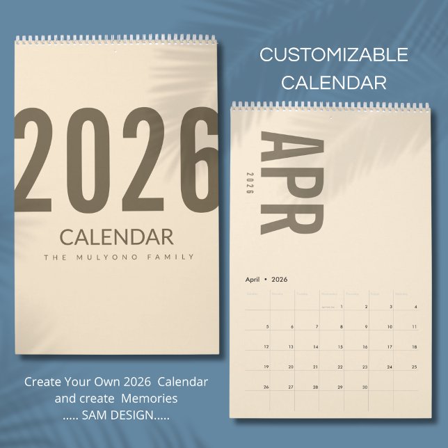 Calendário Minimalista Elegante 2026 (Criador carregado)