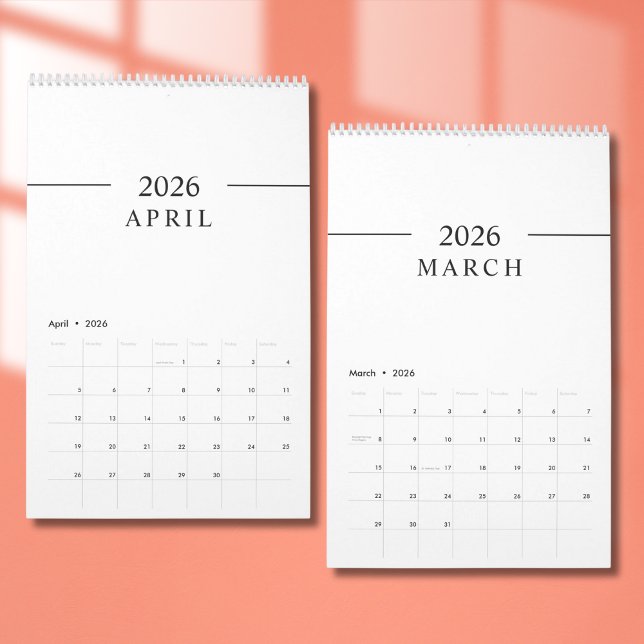 Calendário Minimalista Elegante 2026 (Criador carregado)
