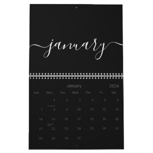 Calendário Minimalista Preto e Branco 2027