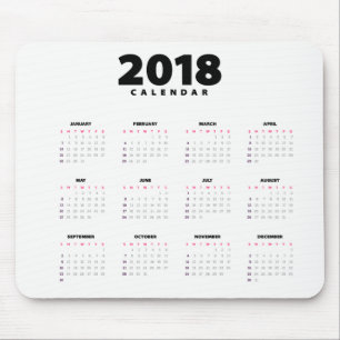 Calendário Minimalista Simples 2018   Mousepad