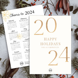 Calendário Mínimo de 2024 Cartão de Férias de Logo