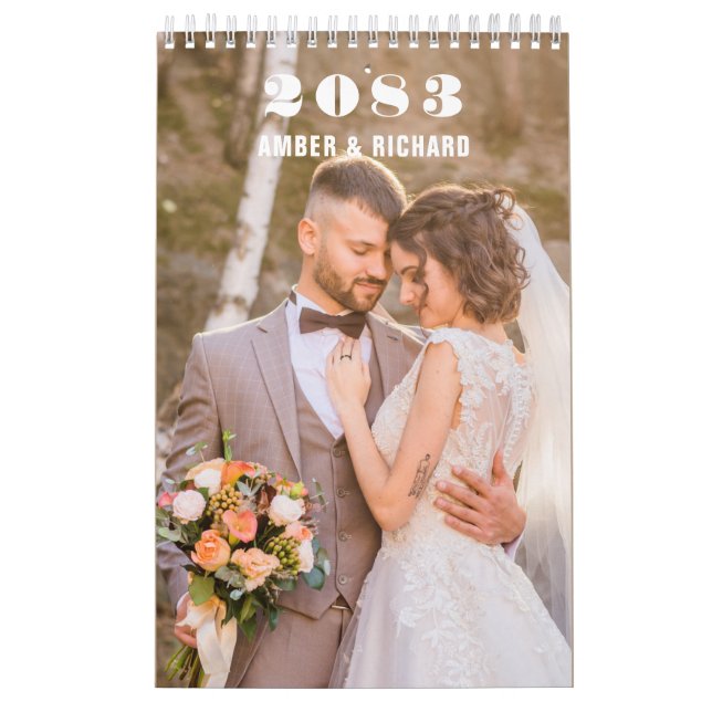 Calendário Mínimo de Fotografia Personalizada do WEDDING da T (Capa)