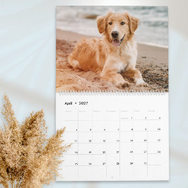 Calendário Modelo Simples de Foto de Cachorro Personalizado p