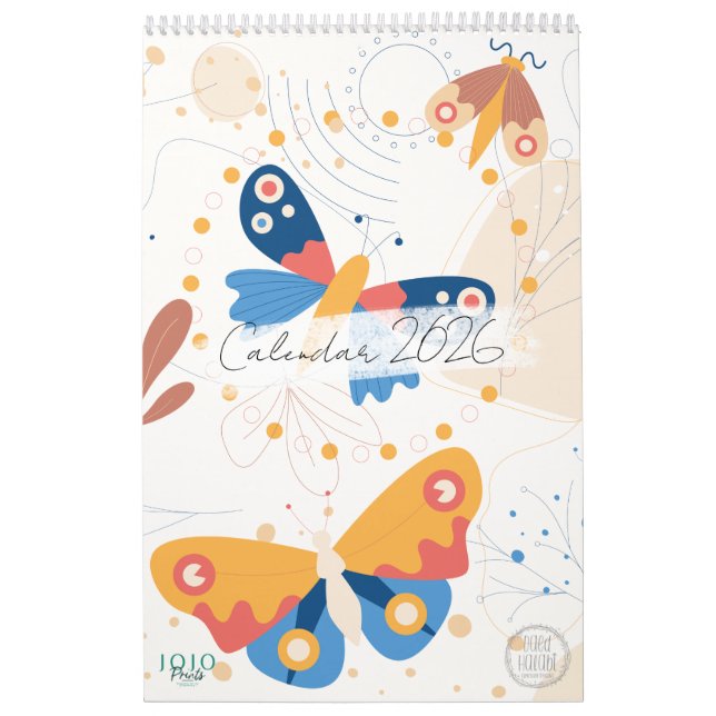 Calendário Modern Abstract Butterflies Photo Calendar 2026 (Capa)