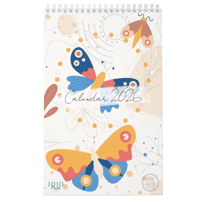 Calendário Modern Abstract Butterflies Photo Calendar 2026 (Capa)