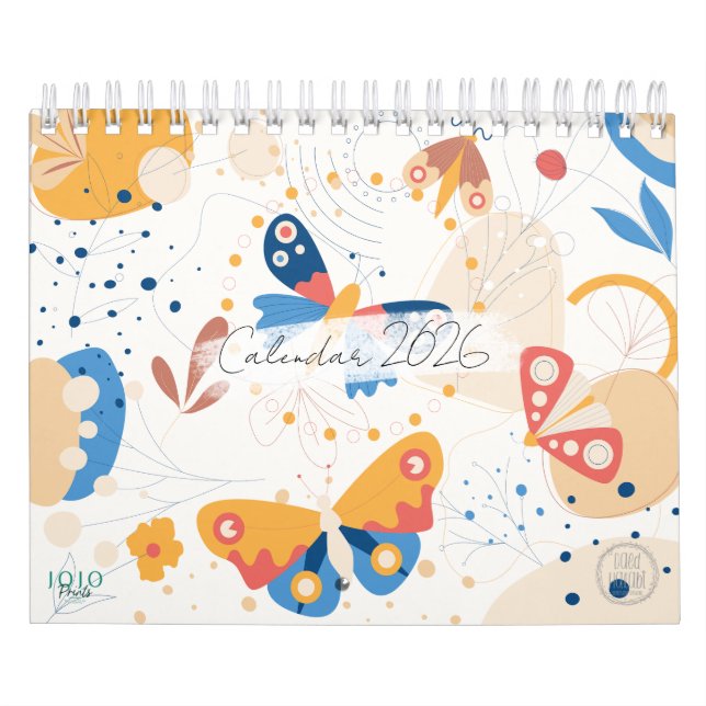 Calendário Modern Abstract Butterflies Photo Calendar 2026 (Capa)